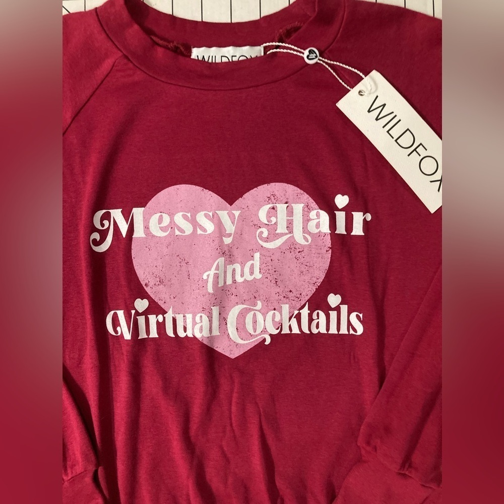 NWT WildFox Women’s XS Messy Hair and Virtual Cocktails Sweatshirt